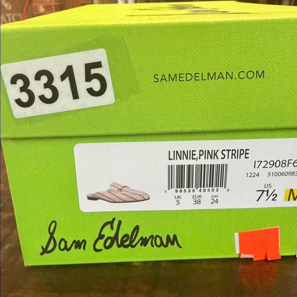 Sam Edelman Taffy Pink Stripe Canvas Linnie Bit Mules Size 7.5 - Picture 9 of 9